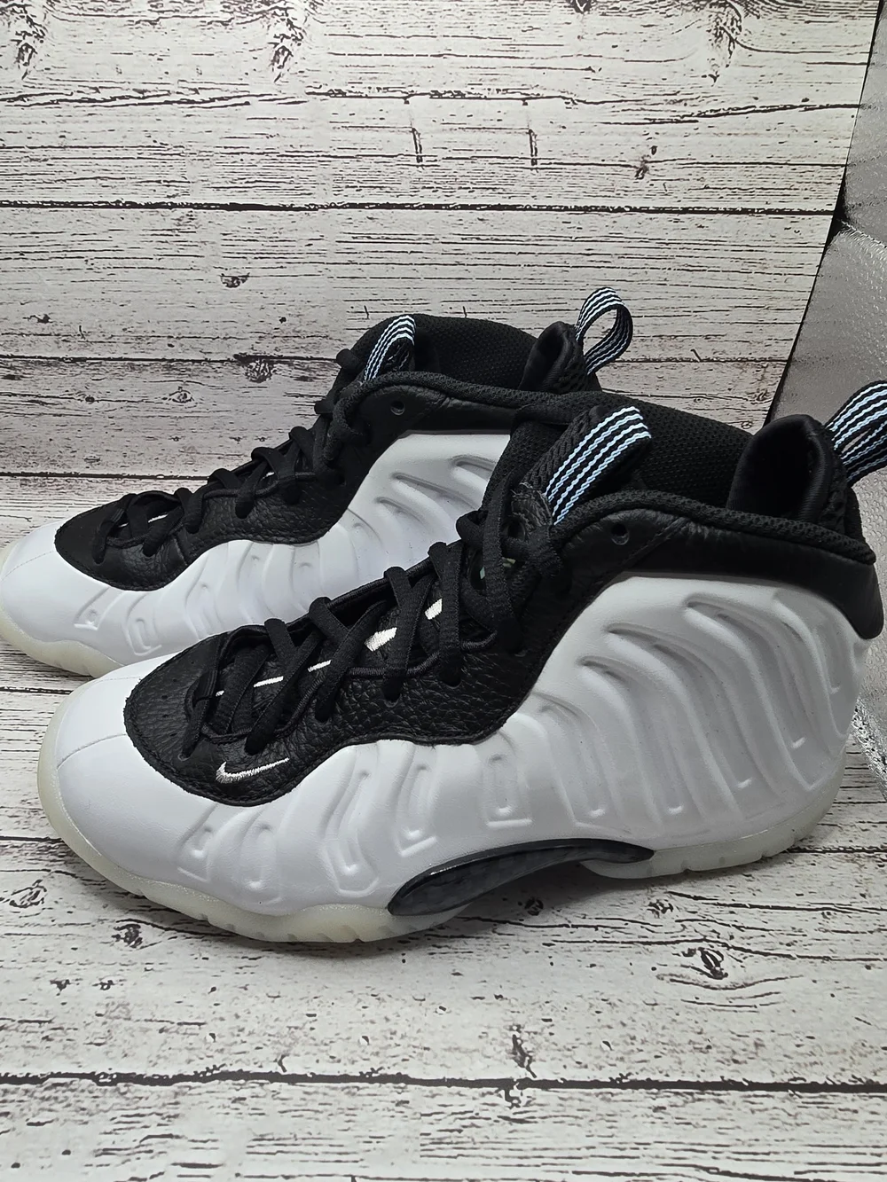 Nike Kids Black and White Foamposite-Style Sneakers